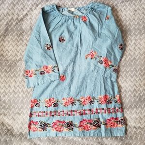 Youth embroidered tunic top